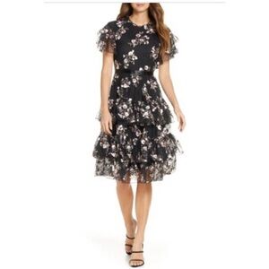 Rachel Parcell Black Floral tier Dress